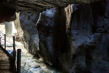 Partnachklamm or Partnach gorge in wintertime