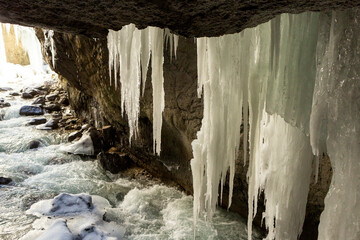 Partnachklamm or Partnach gorge in wintertime