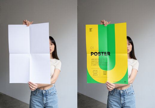 Mockup Of Woman Holding Vertical Customizable A0 Poster