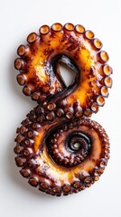 Close-up of a Cooked Octopus Tentacle with Suction Cups