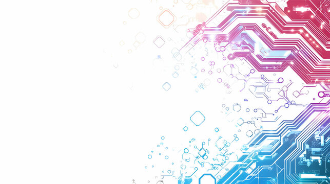 A banner design featuring a circuit board illustration, showcasing an abstract modern futuristic theme related to engineering and technology on a white background