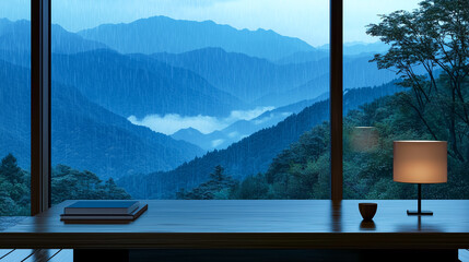 Serene coastal study scene