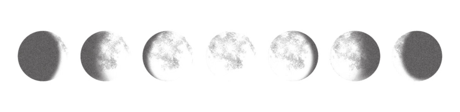 Stippling moon phases vector illustration
