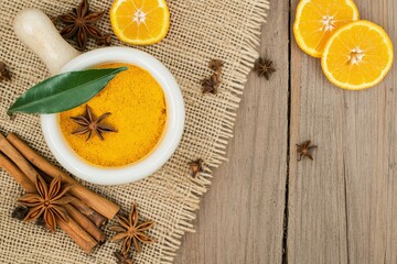 Herbs and drugs that use turmeric as a mortar grinder ingredient