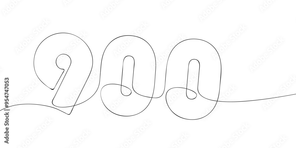 Poster a single line drawing of a nine hundred symbol. continuous line nine hundredth number icon. one line