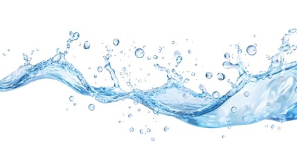 Water Splash with Air Bubbles, White Background
