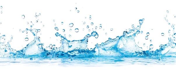 Water Splash with Air Bubbles on White Background