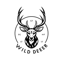 Fototapeta premium deer design logo illustration on white background with text