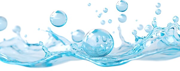 Water Splash with Bubbles - Abstract Blue Liquid Background