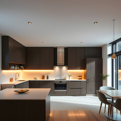 Modern kitchen interior with luxury furniture and contemporary design