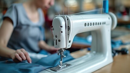 Fototapeta premium Seamstress sews custom-made clothes. Sewing. Clothing tailoring. Designer.