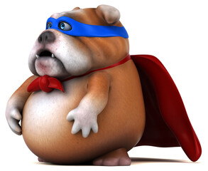 Fun 3D cartoon illustration of a dog superhero