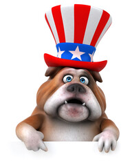 Fun 3D cartoon bulldog with an uncle sam hat