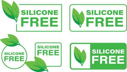 Silicone free sign, label. Silicone free icon, set of green icons