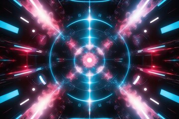 Obraz premium Vibrant Digital Abstract Wallpaper Showcasing Bright Fractals and Cyberspace Networks