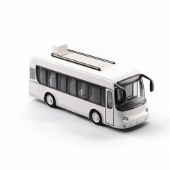 Minimalist White Bus Isolated on White Background