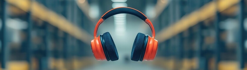 Noise exposure in industrial settings, hearing damage risk assessment, 3D illustration