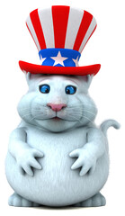 Fun 3D cartoon cat with an uncle sam hat