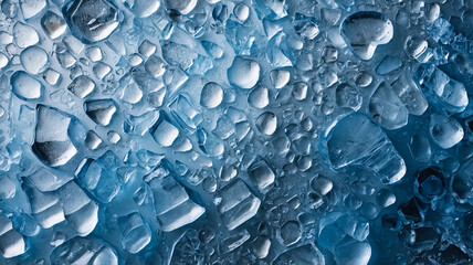 An abstract depiction of ice blocks showcasing their intricate texture and crystalline structures, exuding coolness and clarity.