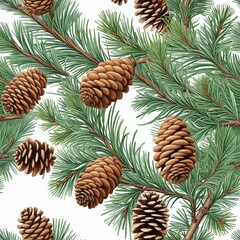 pine branch wiht the cones, watercolor illustration design