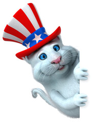 Fun 3D cartoon cat with an uncle sam hat