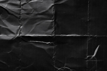 Black Folded Paper Texture, Black Paper with Deep Folds, Textured Black Folded Surface, Dark Folded Paper Texture for Background