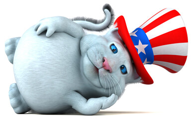 Fun 3D cartoon cat with an uncle sam hat