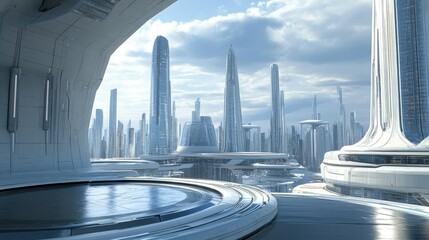 futuristic city with skyscrapers backgrounds