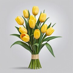 bouquet of spring yellow tulips, watercolor illustration, gift card design