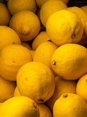 Close-up shot of fresh lemons in a Supermarket