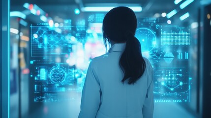 Futuristic Tech Interface with Silhouette