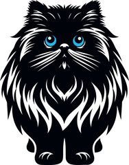 The elegance and simplicity of the Persian cat  with blue eyes silhouettes and icons, highlight their graceful design and unique aesthetic.
