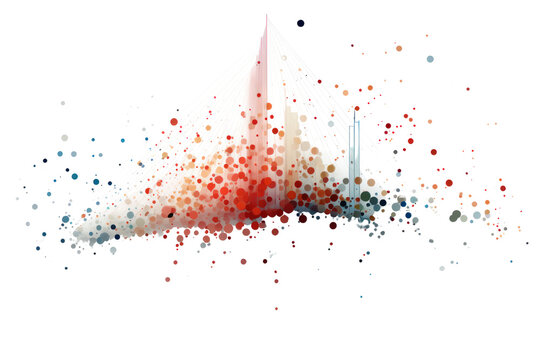 A high-resolution image of a digital scatter plot , isolated on white background