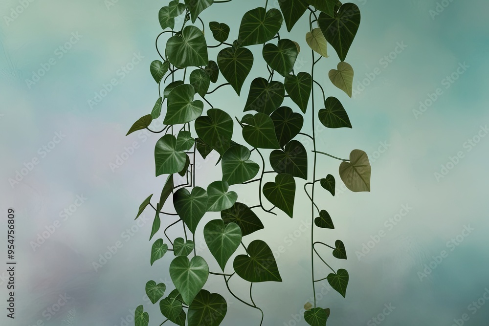 Poster 3d curated image of saturated hedera helix ivy on a fresh ethereal backdrop