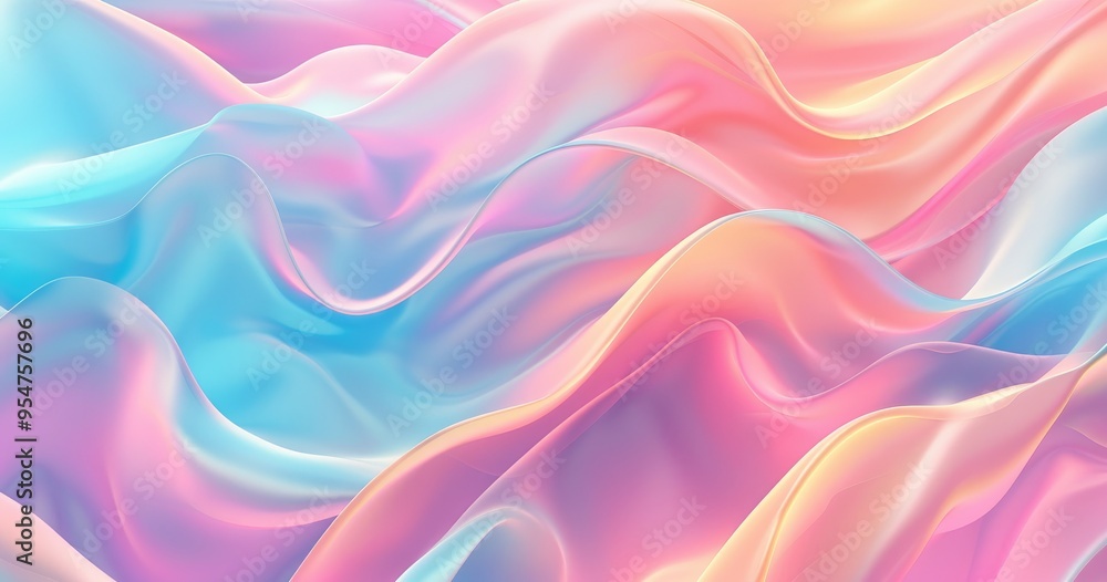 Poster a soft and flowing abstract background featuring pastel colors, creating a serene and dreamy atmosph