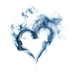 grey blue smoke in heart shape isolated on white or transparent png