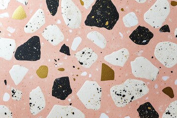 Pink, Black and White Terrazzo Texture.