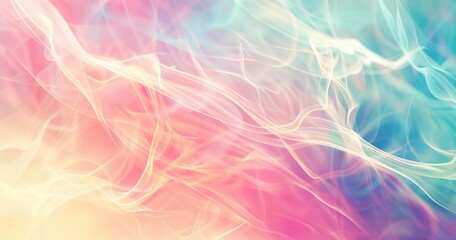 Obraz premium A soft, colorful abstract background featuring fluid, wavy lines in pastel hues. Ideal for design and artistic projects.