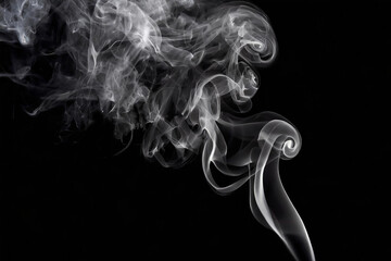 White Smoke on Black Background, Abstract Smoke Plume on Black, White Vapor Cloud on Dark Surface, Foggy Smoke Texture on Black