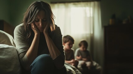 Mother's Silent Despair Amidst Children's Innocence