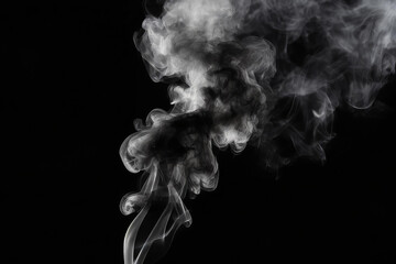 White Smoke on Black Background, Abstract Smoke Plume on Black, White Vapor Cloud on Dark Surface, Foggy Smoke Texture on Black