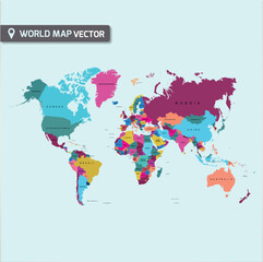 Naklejka premium Colorful world map