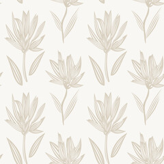 Neutral Colour Botanical Floral Seamless Pattern Design