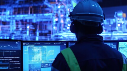 Industrial Worker Monitoring Control Room Operations