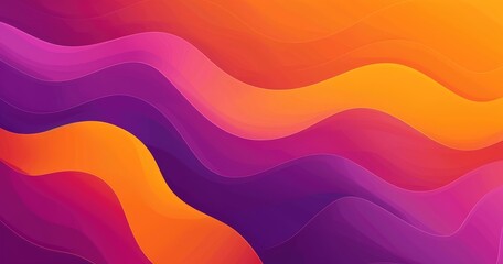 Fototapeta premium A vibrant abstract design featuring flowing waves of purple, orange, and pink, creating a dynamic and modern visual effect.