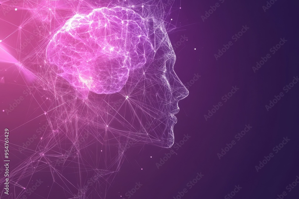 Poster functional mri creativity abstract glowing brain against a purple background symbolizing the energy 