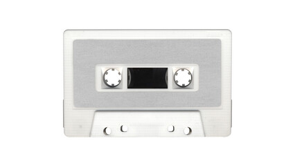 white Isolated music cassette tape with clear place for cover, front side, y2k retro style