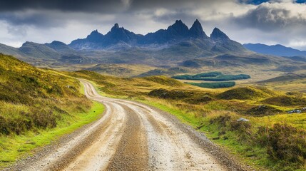 Scenic Road Leading to Mountains