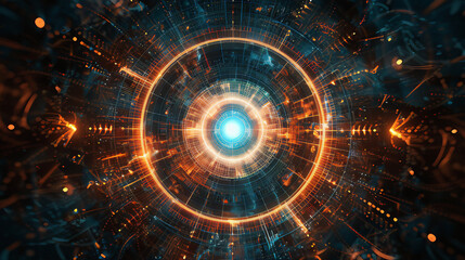 Fototapeta premium Abstract futuristic digital mandala fractual technology background concept