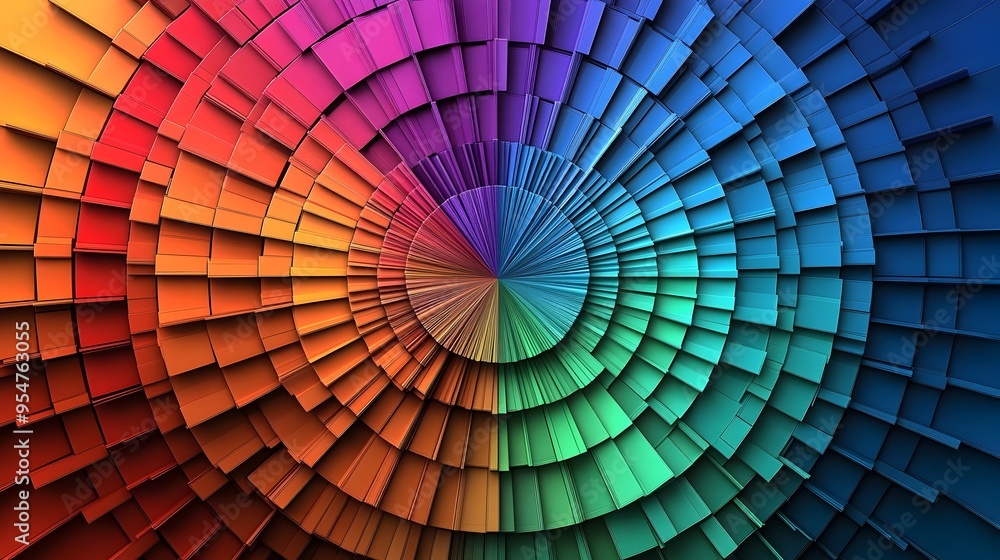Poster vibrant 3d color wheel with smooth gradients displaying primary secondary and tertiary colors